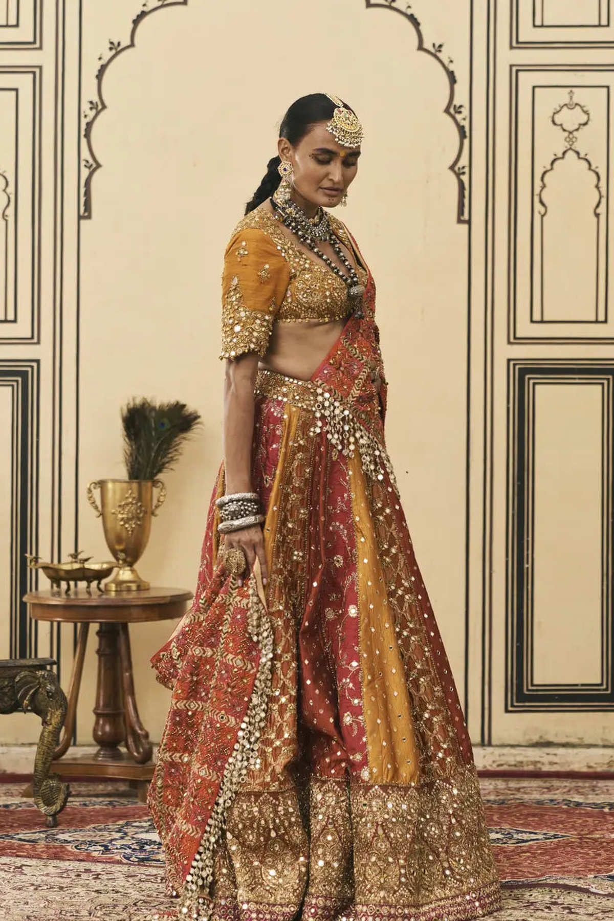 Rangmanch Brocade Phulkari Lehenga Set