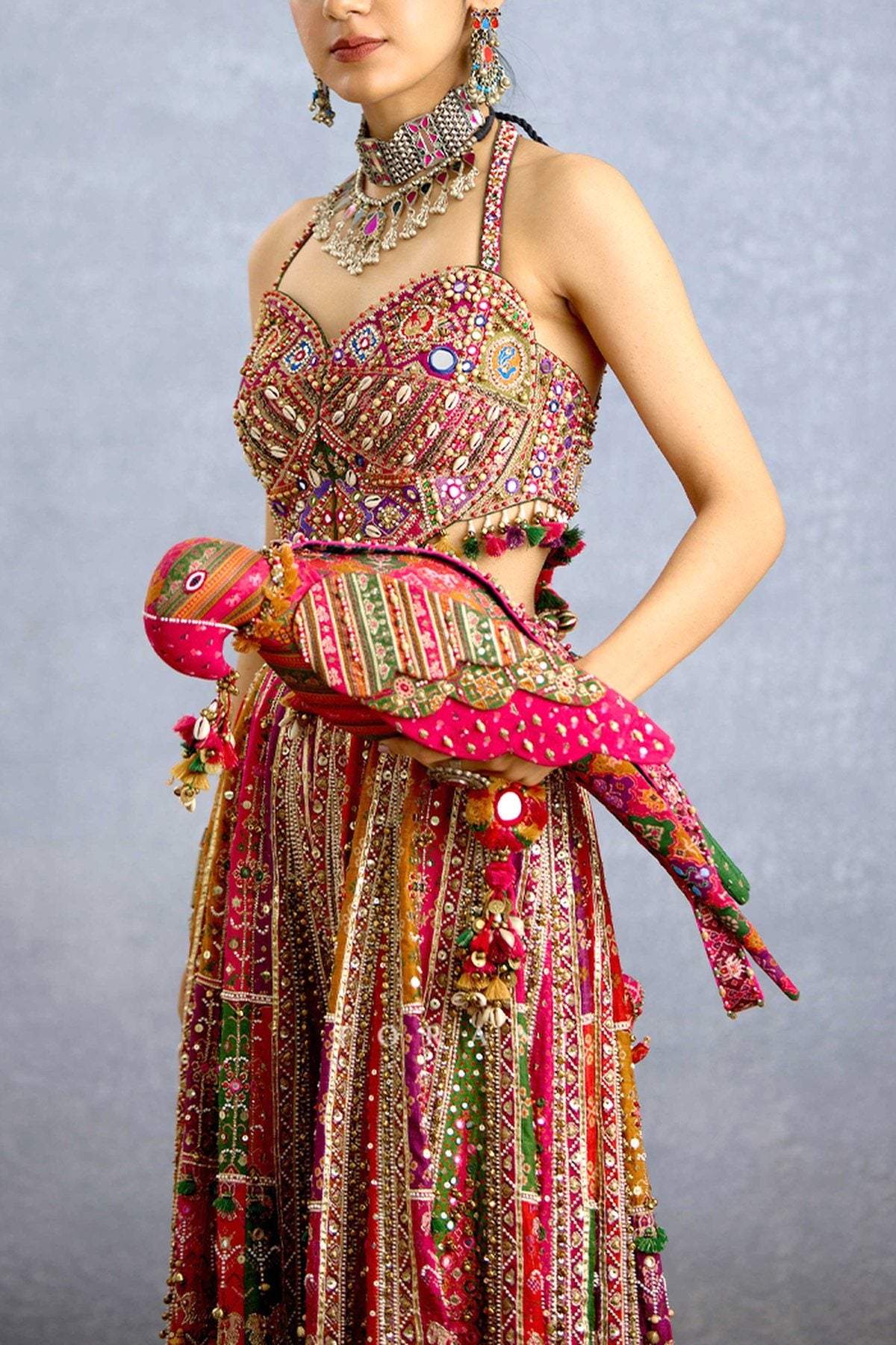 Rangraaga Patola Parrot Potli Bag