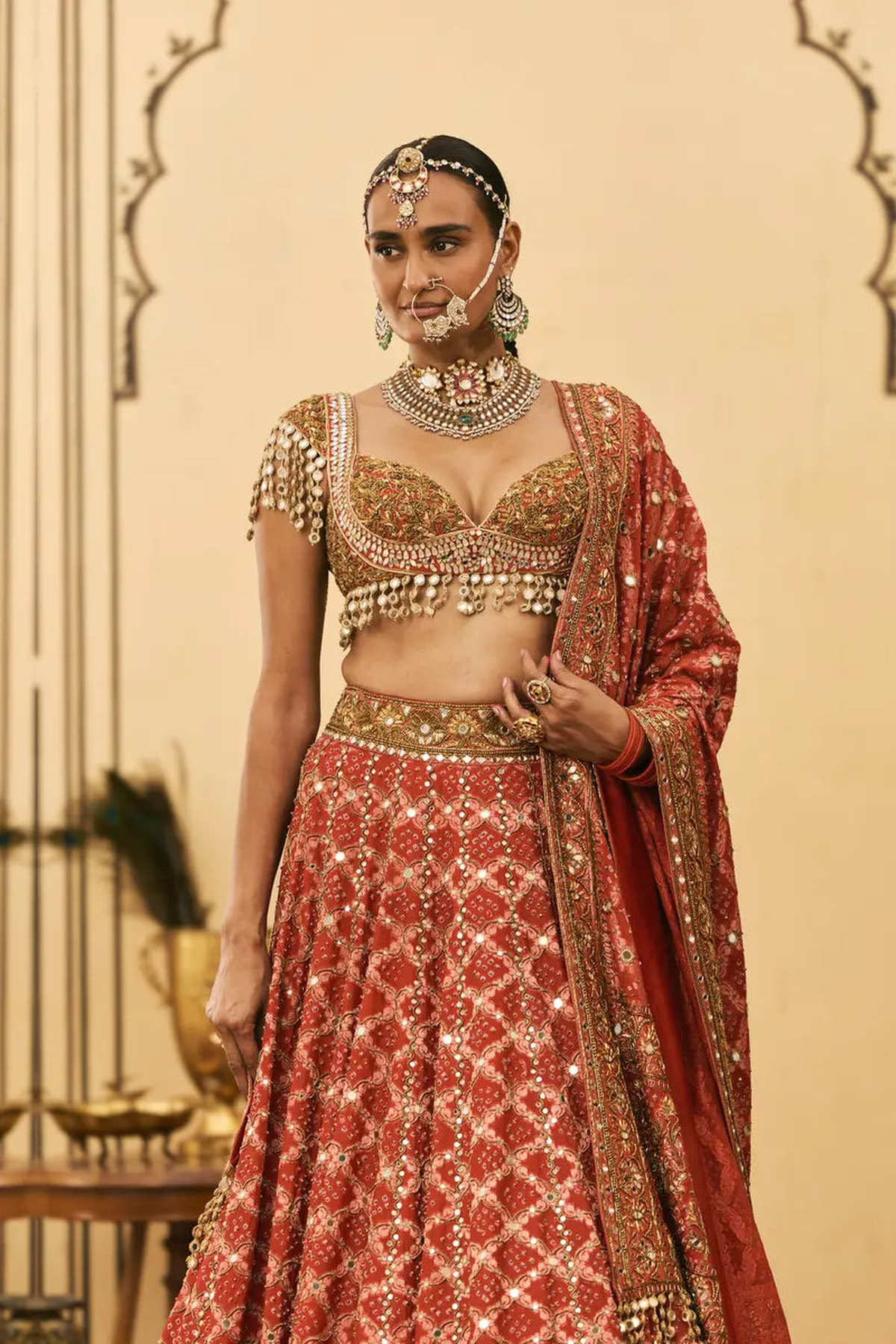 Red Bandhani Lehenga Set
