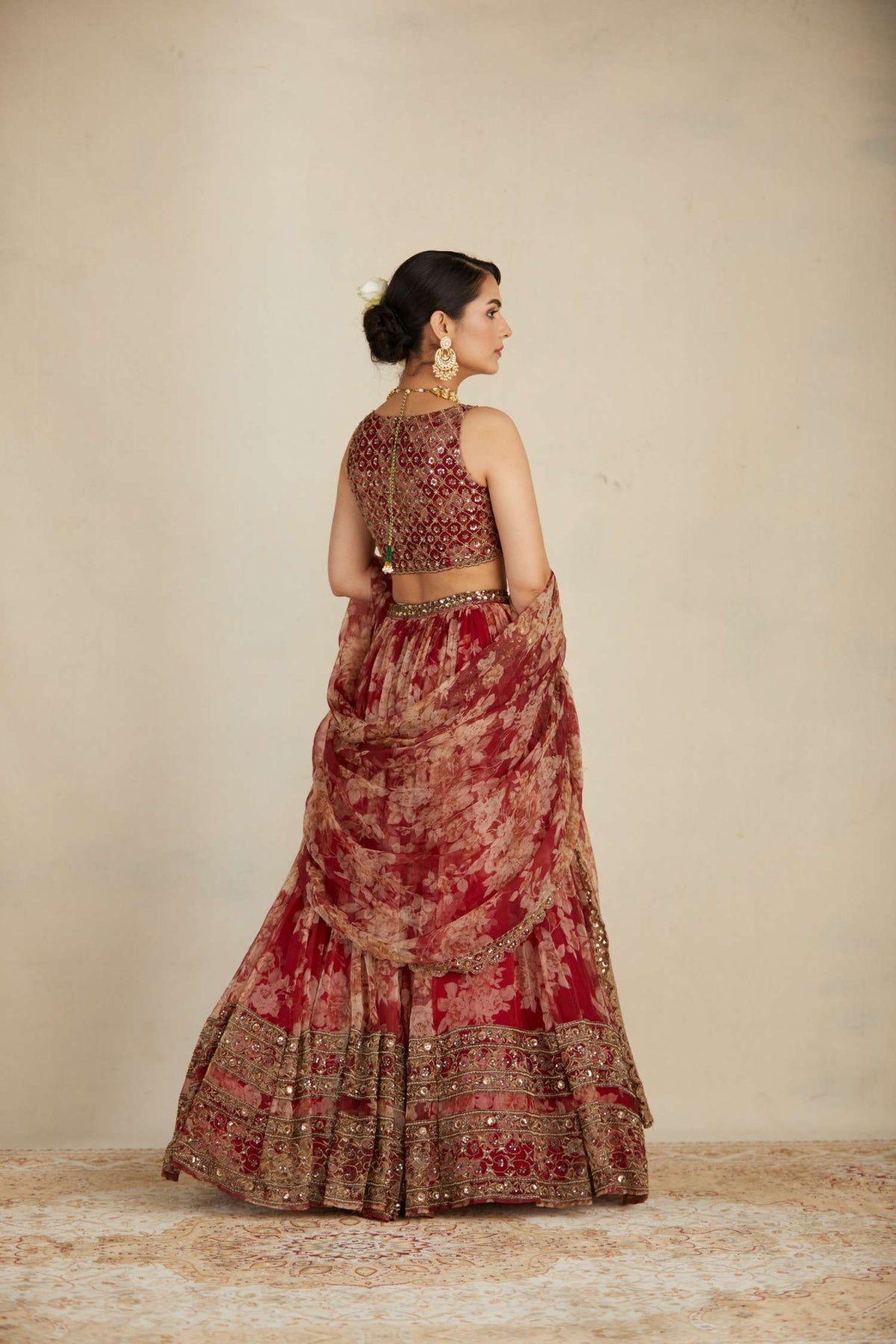 Red Floral Lehenga Set- Ready To Ship