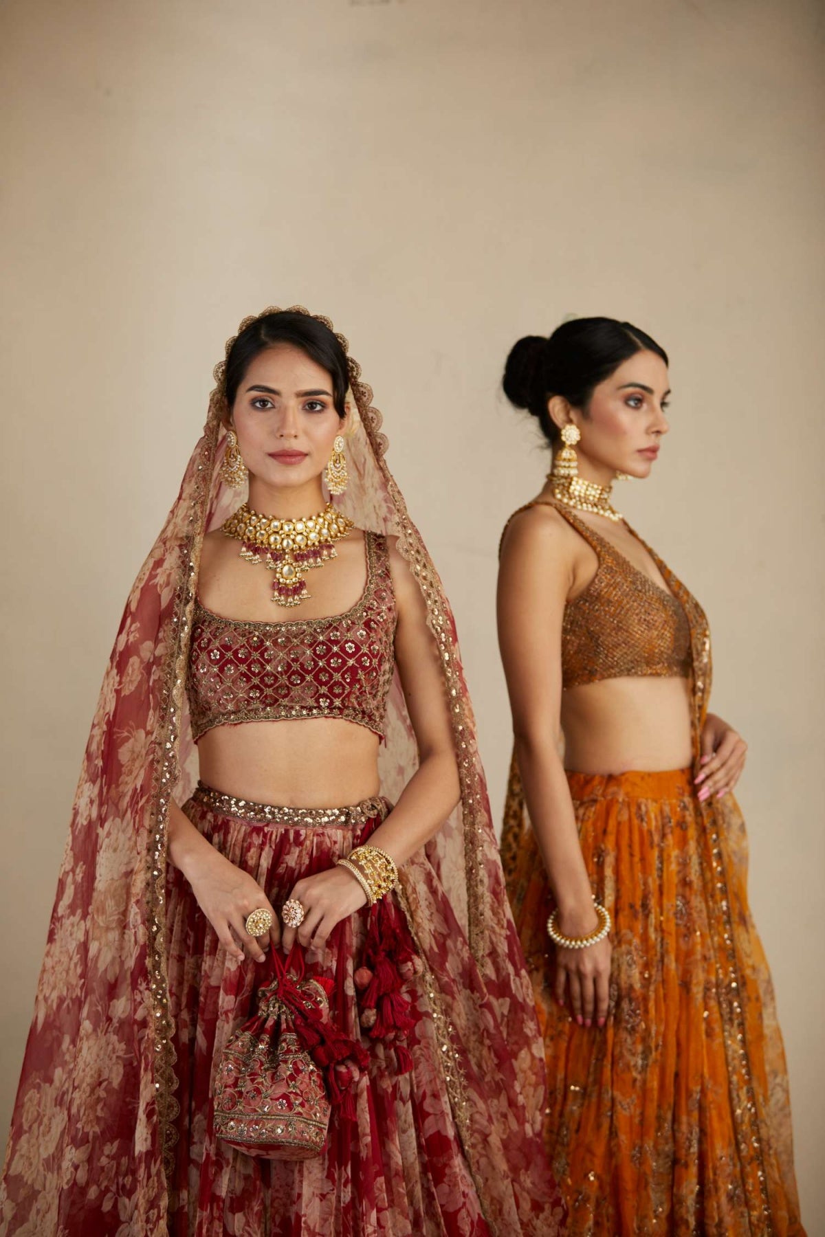 Red Floral Lehenga Set- Ready To Ship