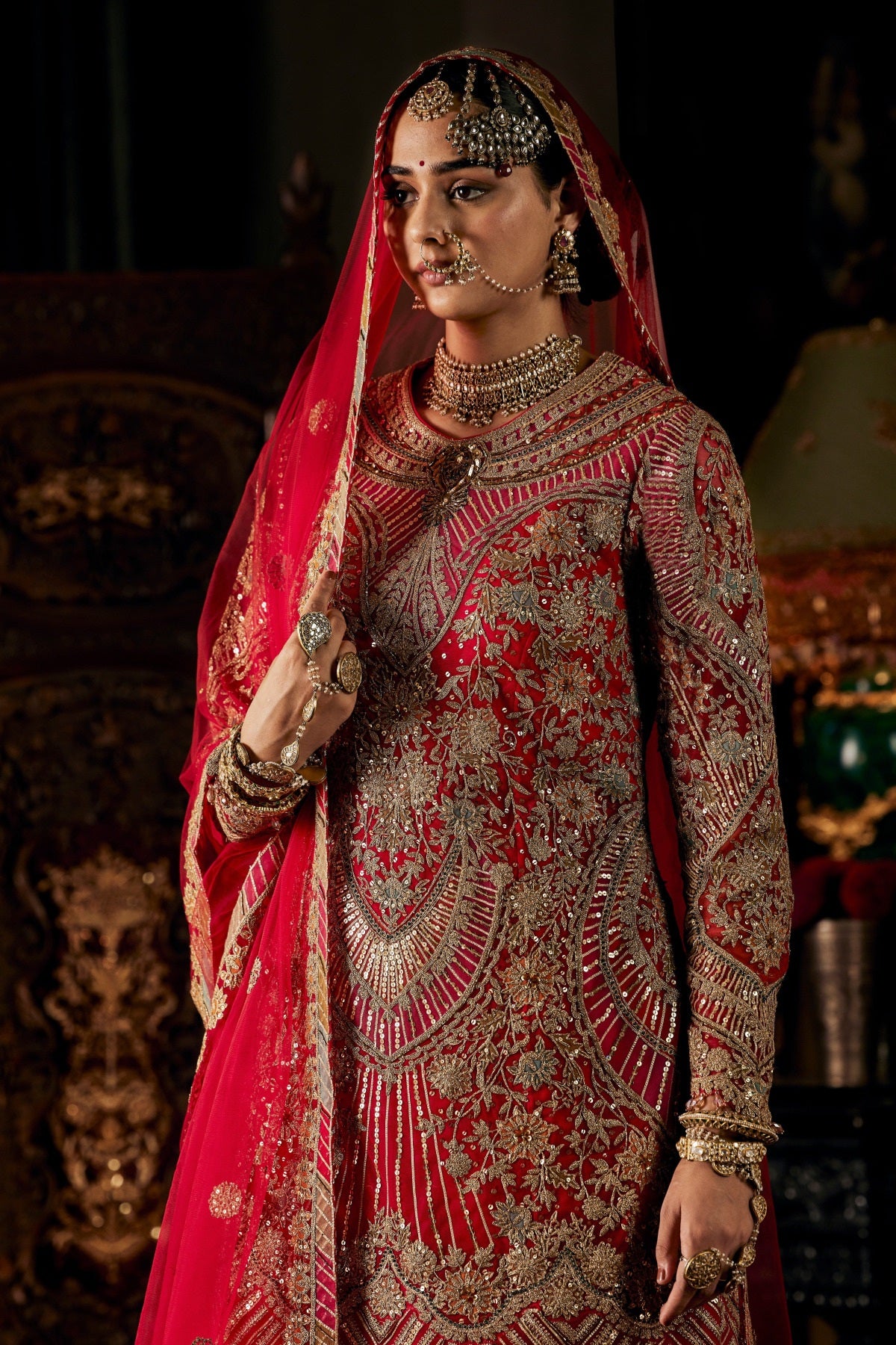 Red Kurta and Sharara