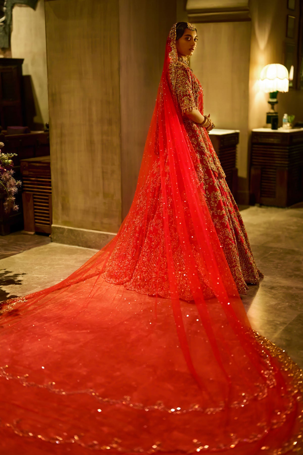 Red Zardosi Cut Work Lehenga Set - Ready To Ship