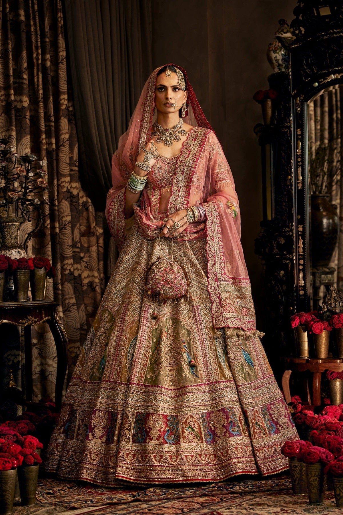 Rouge Pink Tulle Lehenga