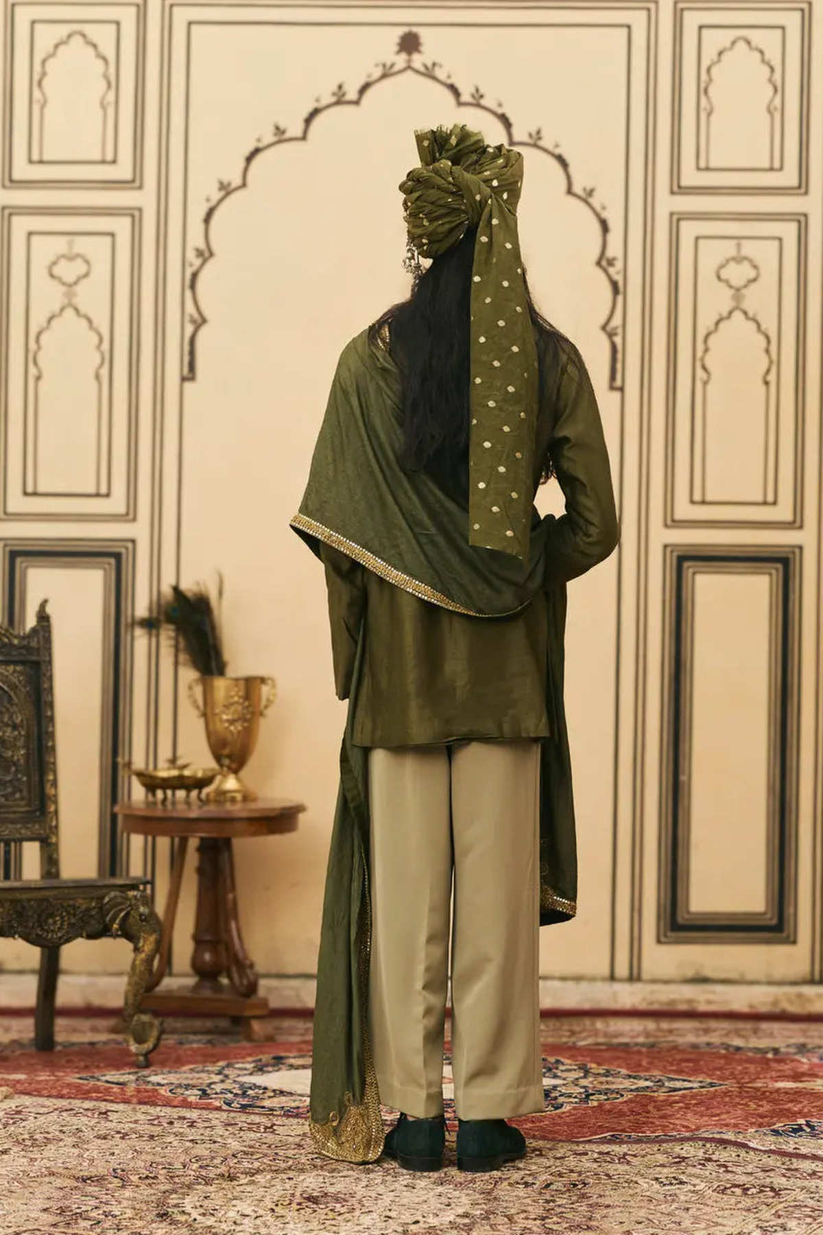 Sabz Chanderi Kurta Set