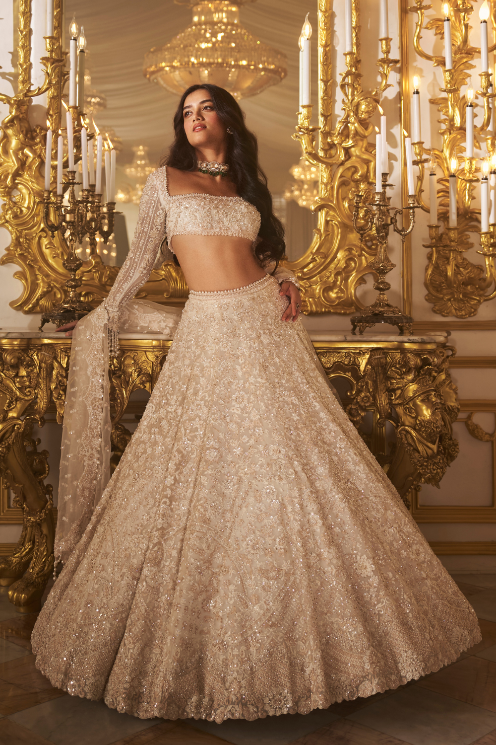 Ivory Floral Lehenga Set