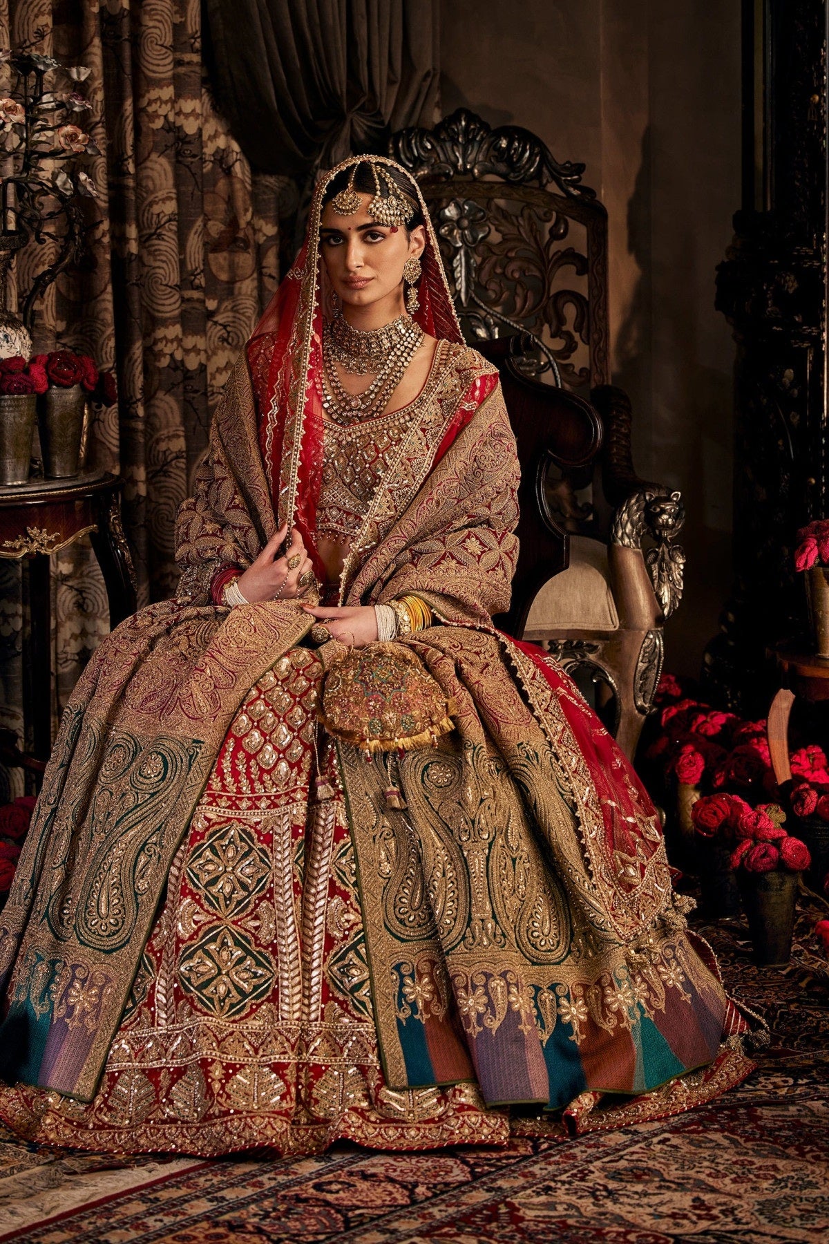 Scarlet Red Tulle Lehenga