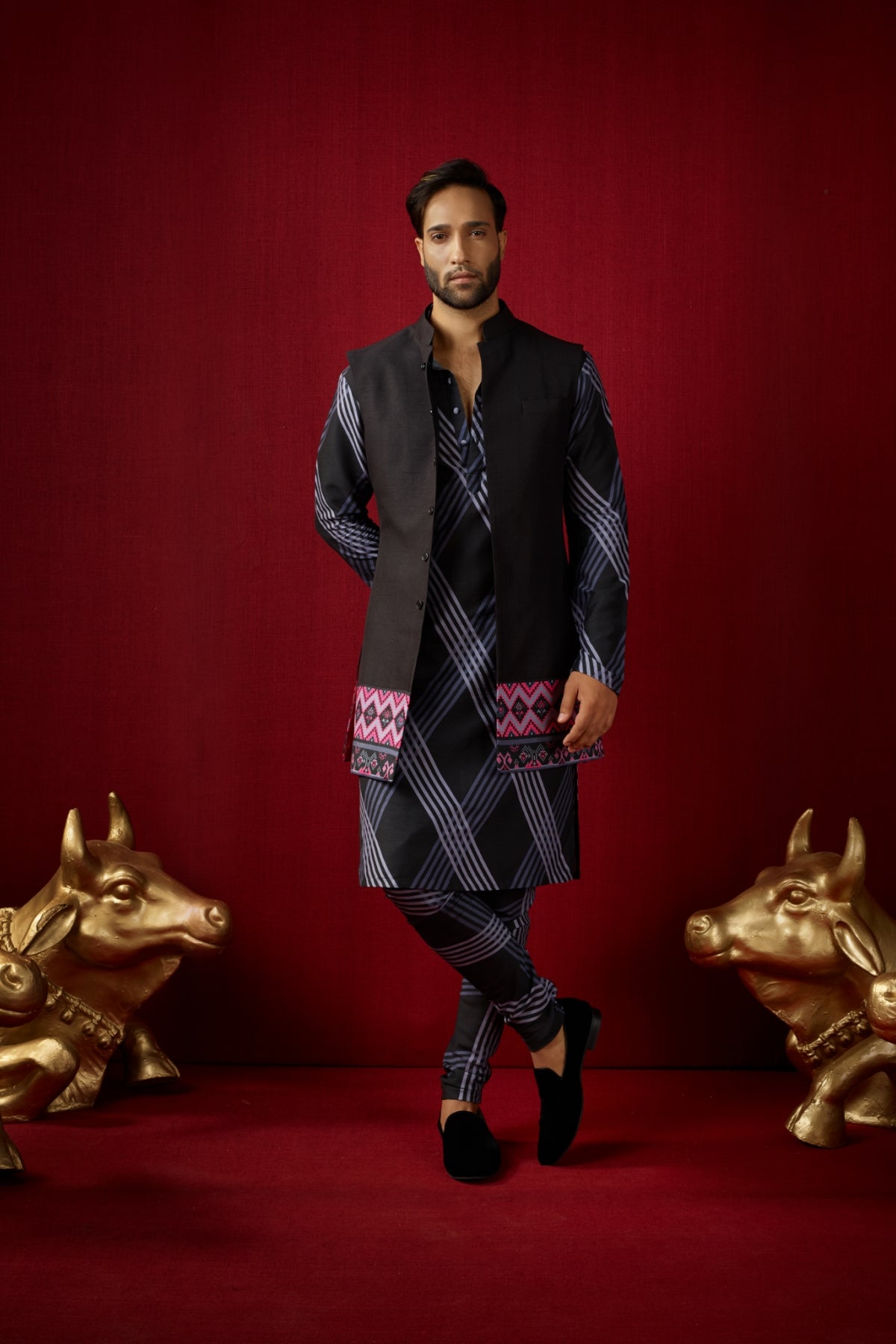 Sharf Kurta & Churidar Set with Bandhi