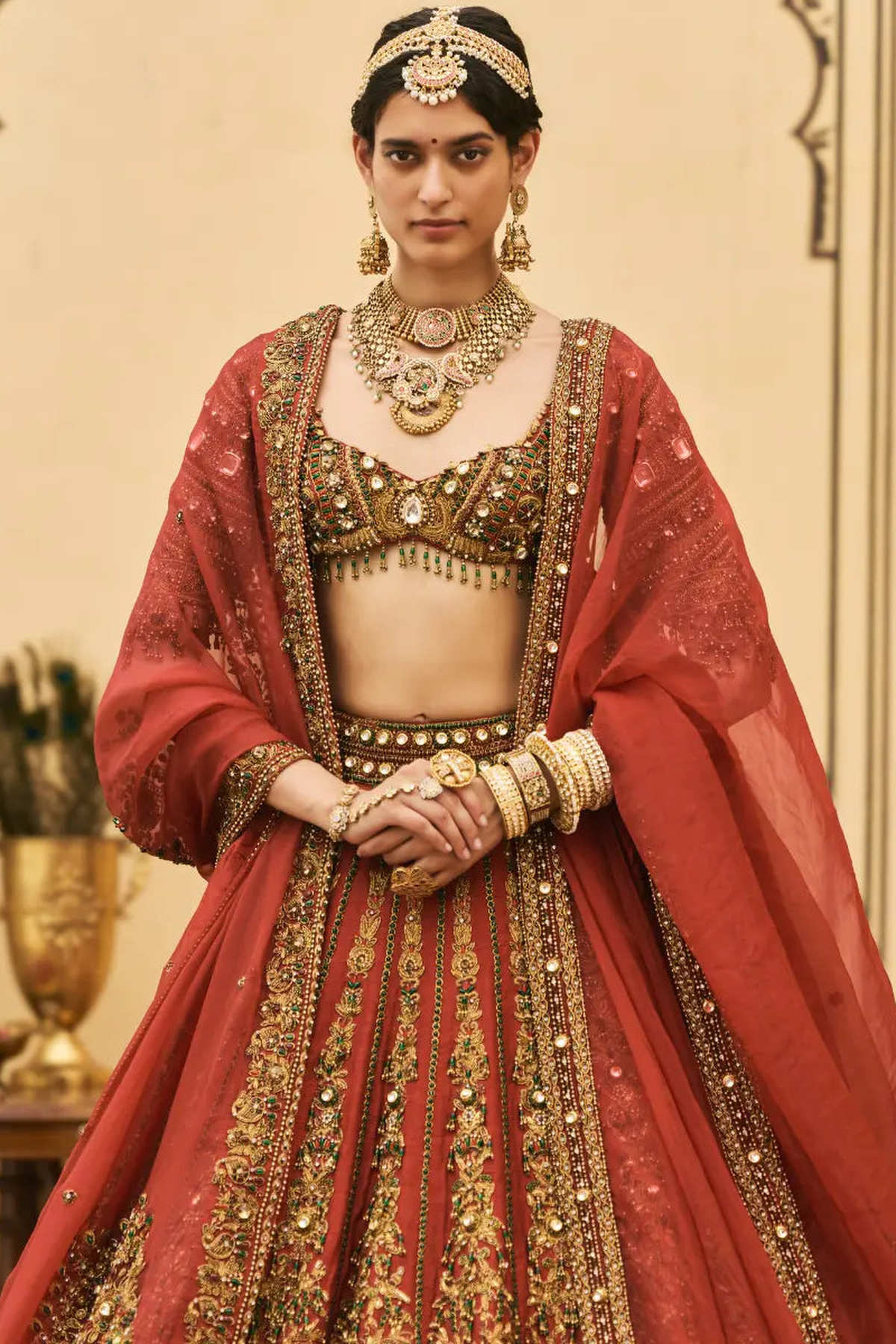 Sindoori Raw Silk Lehenga Set