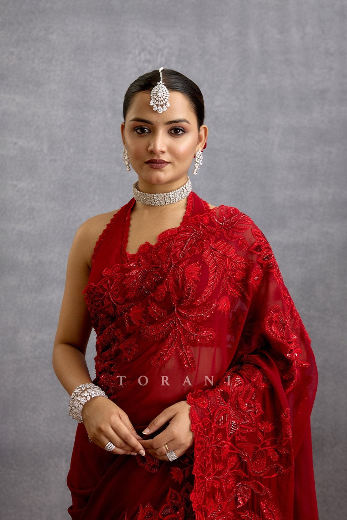 Surkh Advika Saree