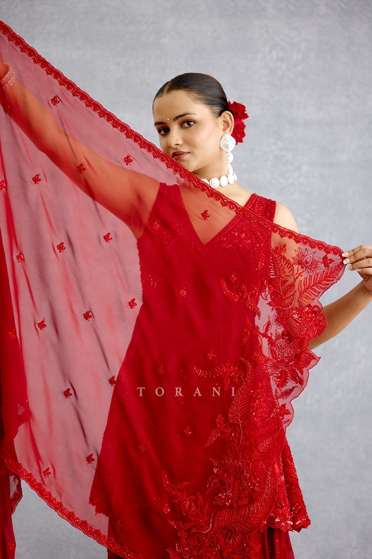 Surkh Bhanavi Sharara Set