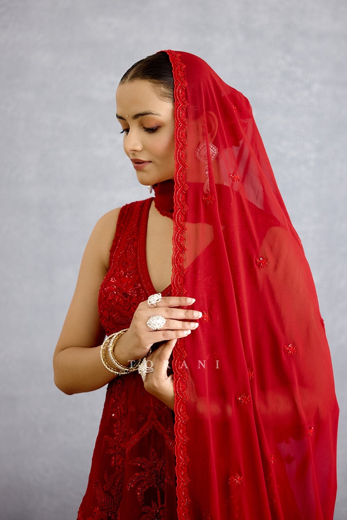 Surkh Bhanavi Sharara Set