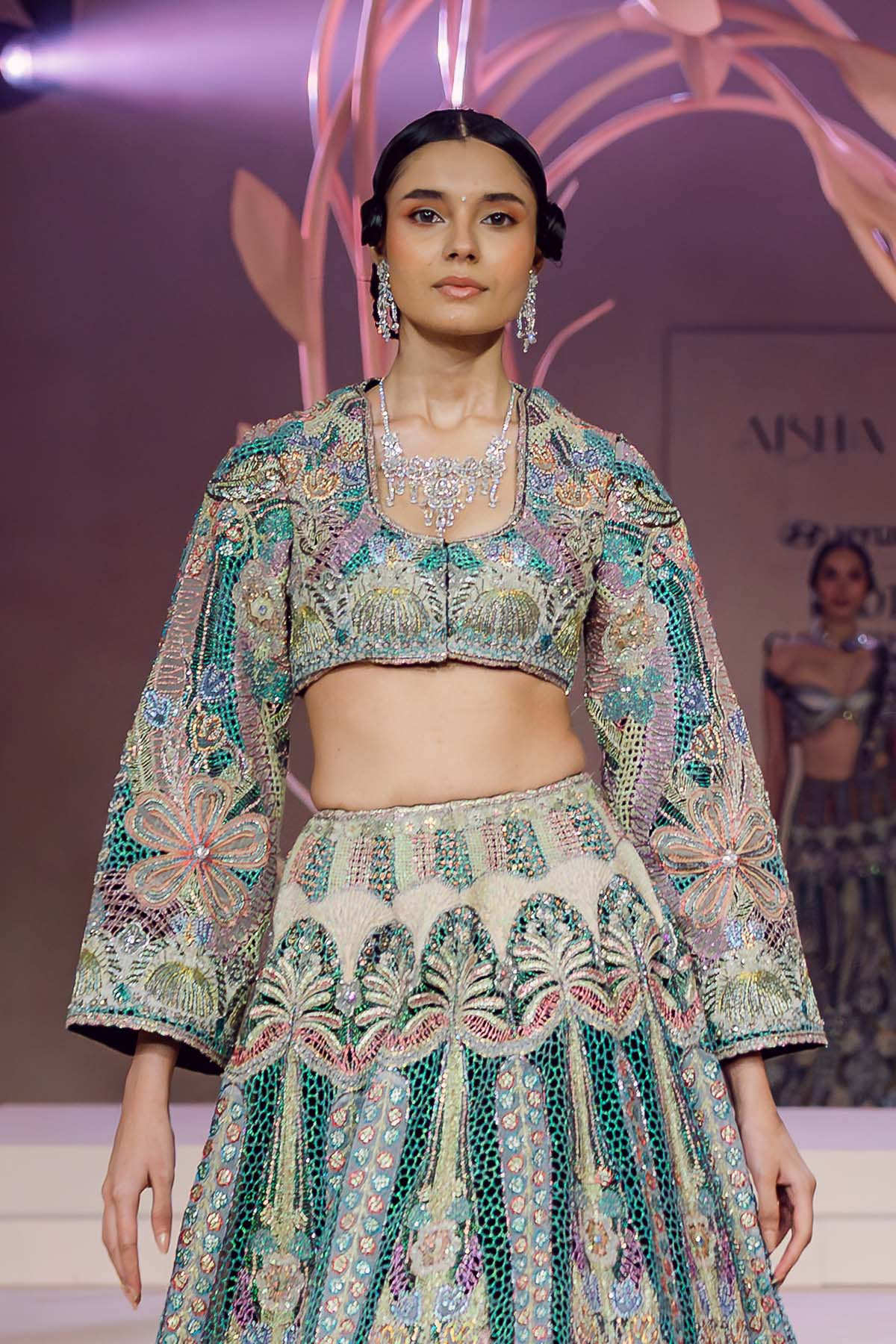 Heloise - multicolour mesh jaal lehenga