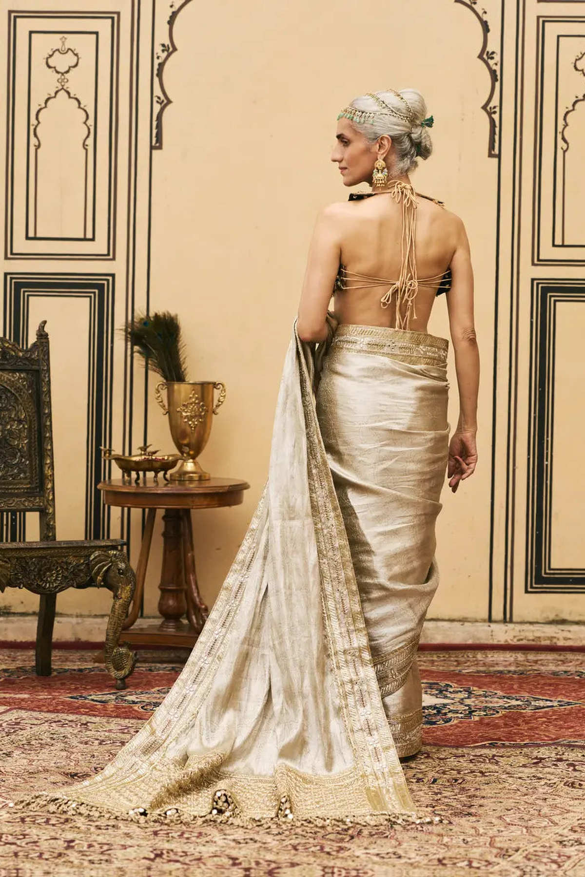 Swarnim Tissue Brocade Metal Saree Set