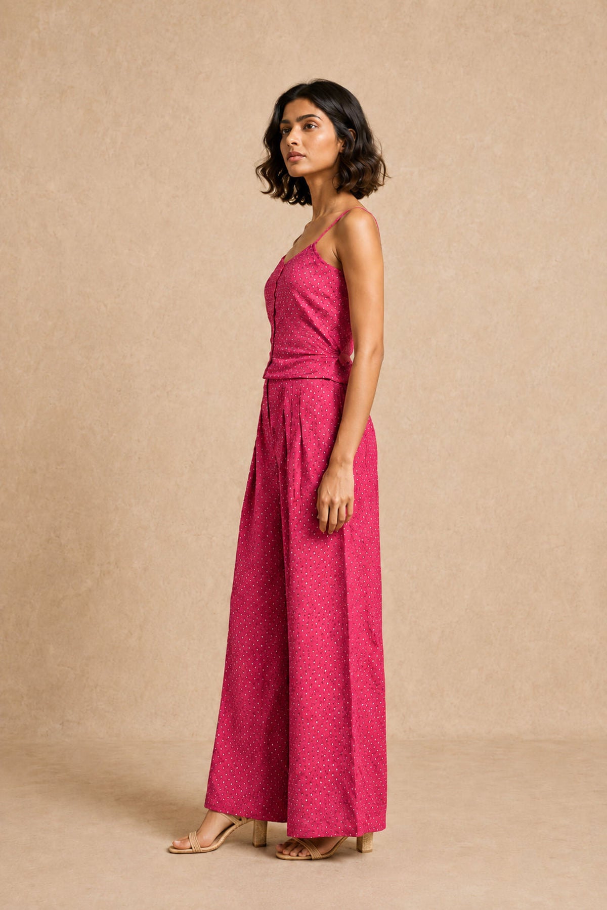Crushed Bandhani Box Pleat Pants