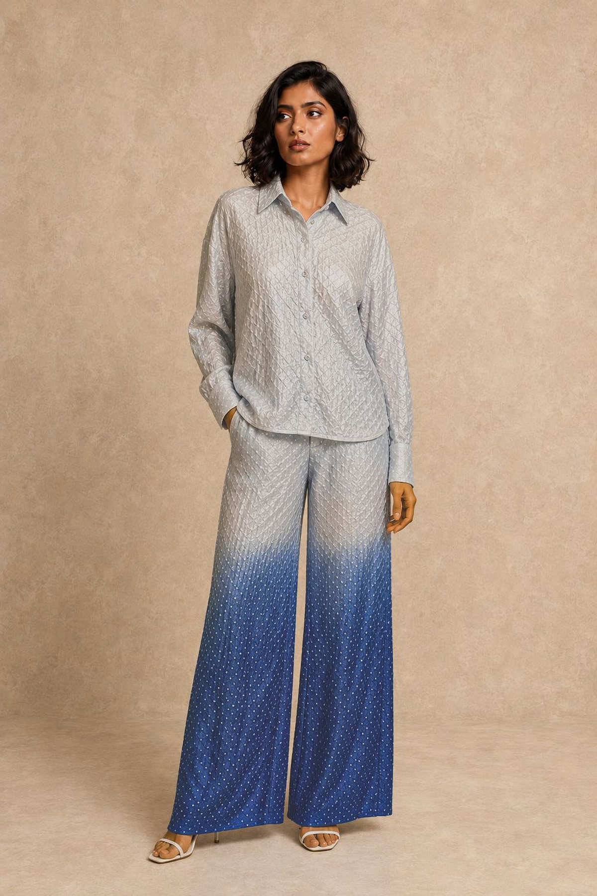 Silk Rai Bandhani Ombre Bellbottoms