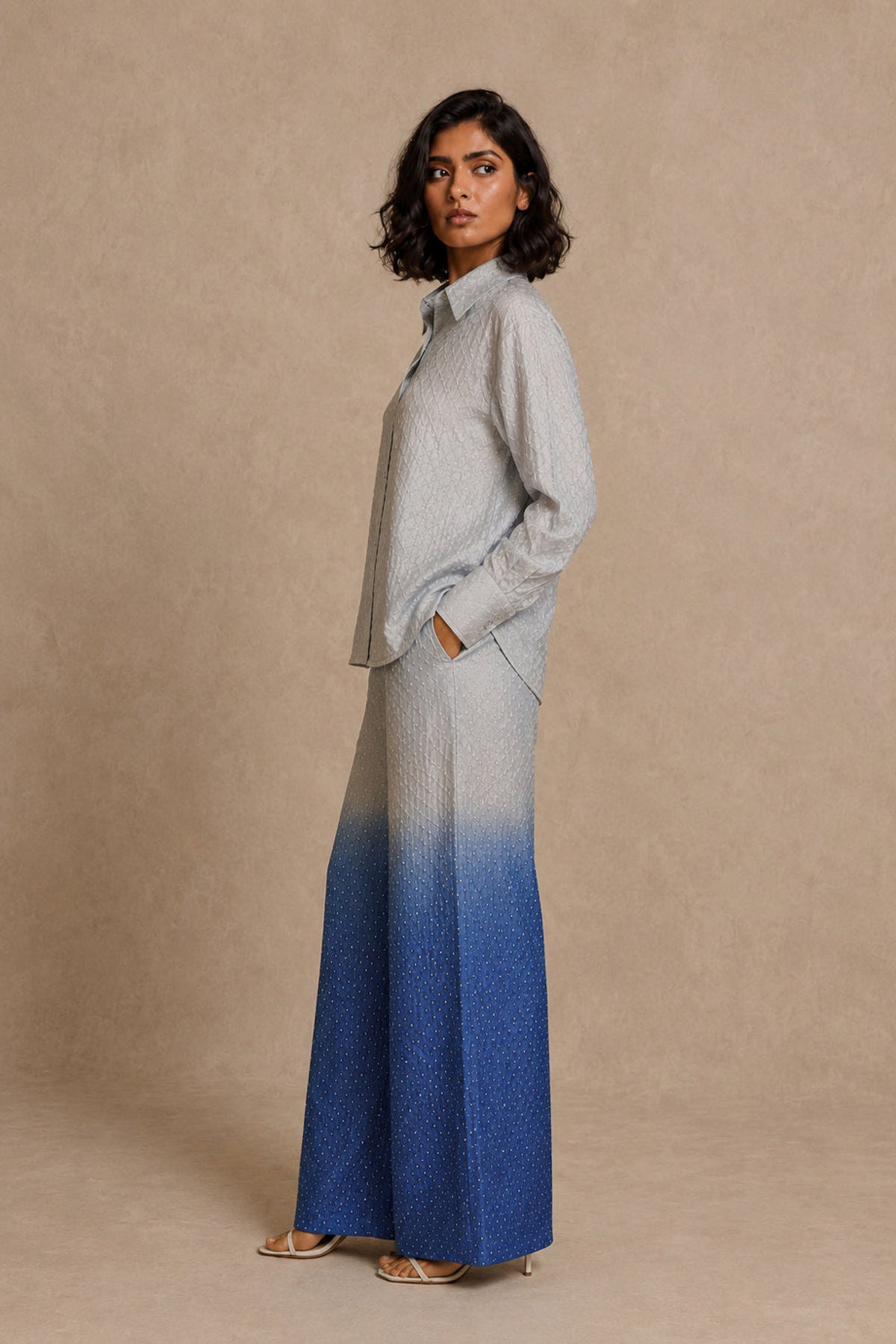 Silk Rai Bandhani Ombre Bellbottoms