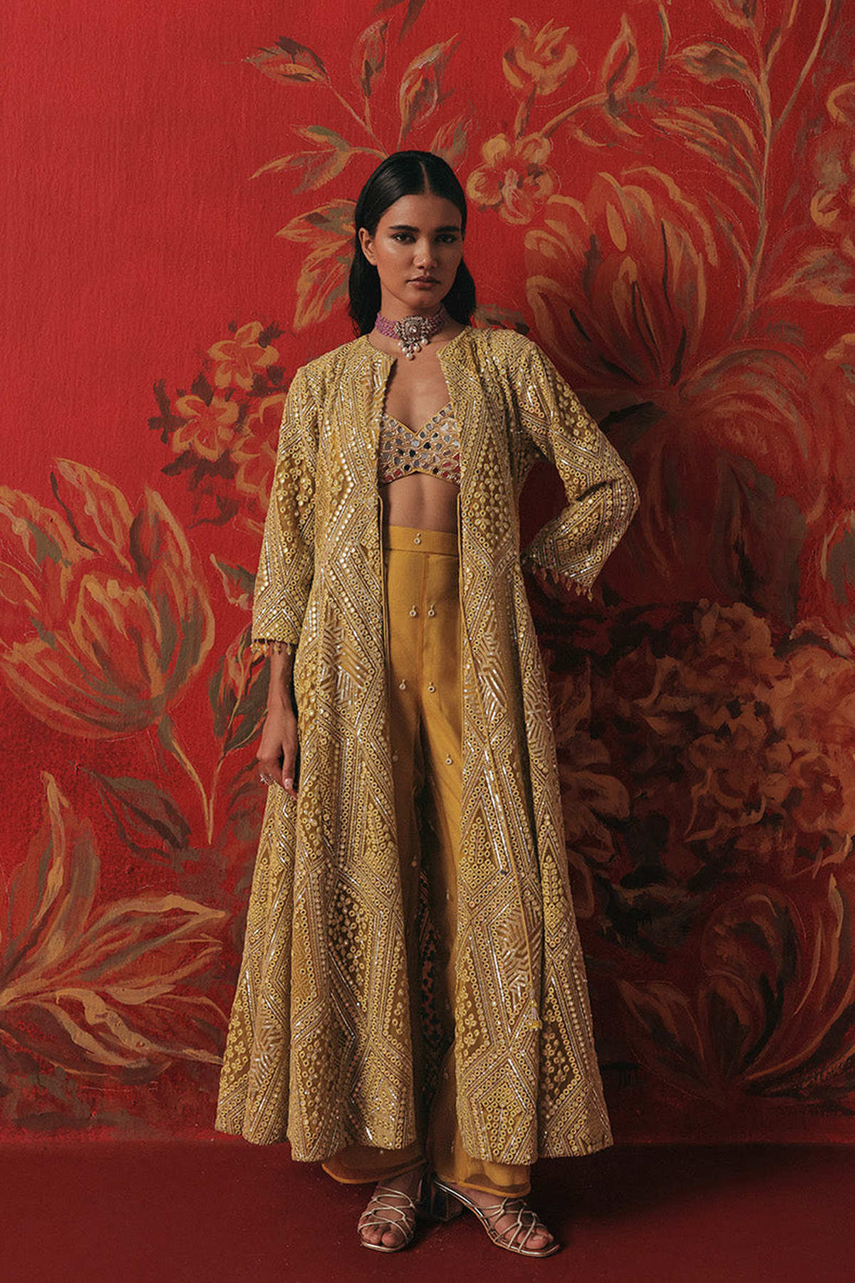 Long Anarkali Jacket With Side Panels