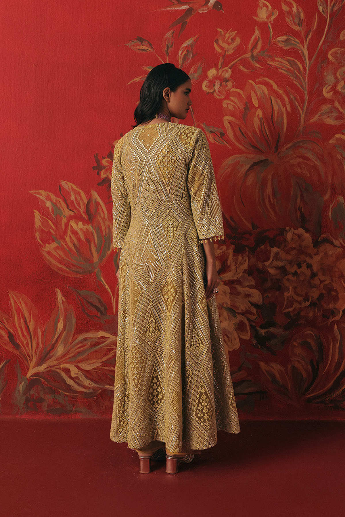 Long Anarkali Jacket With Side Panels