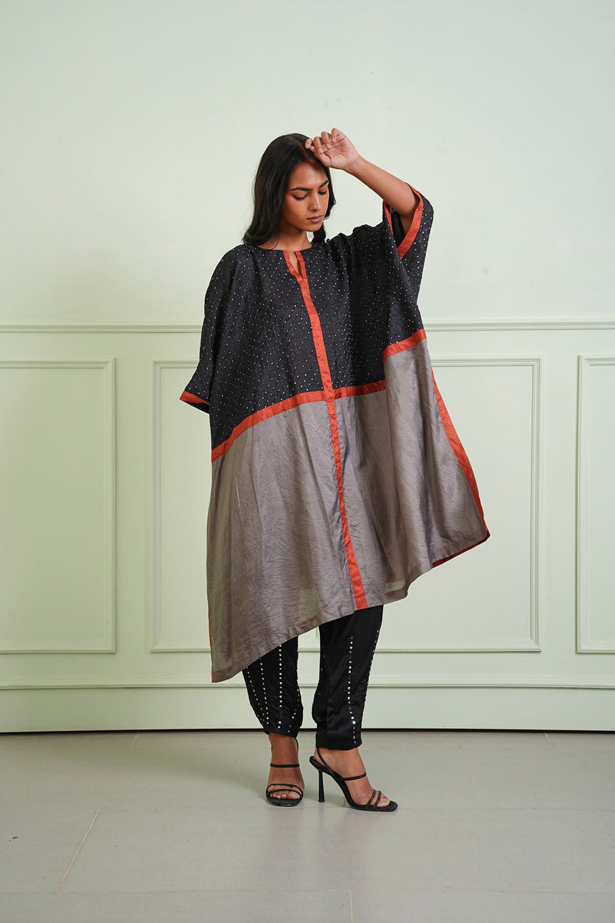 Bandhani Color Block Kaftan Tunic