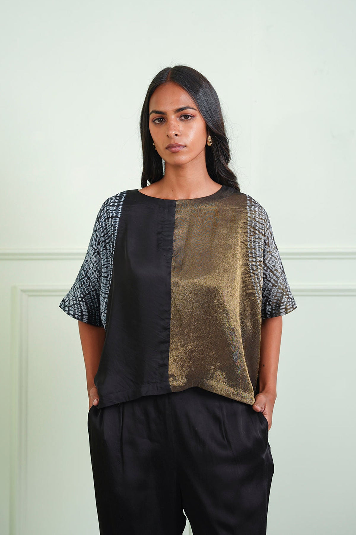 Tissue Shibori Crop Top