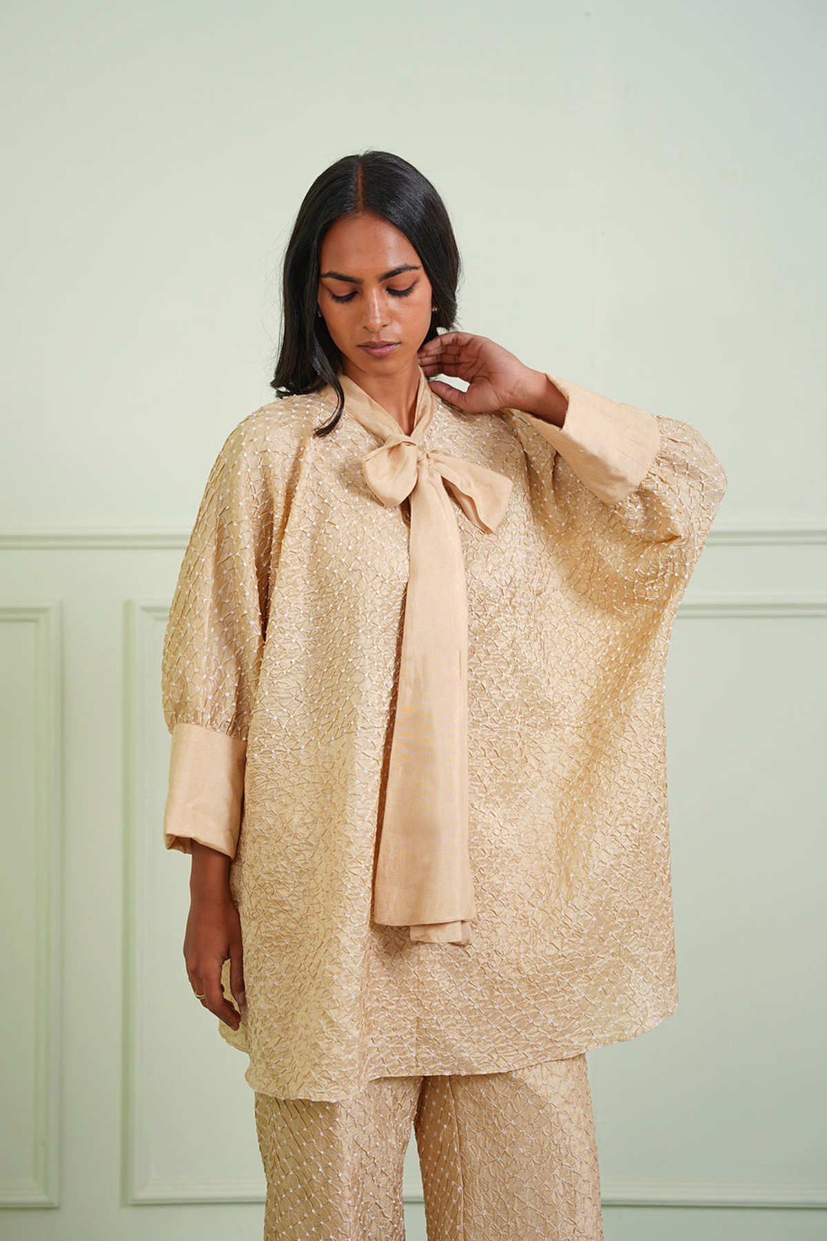 Bow Tie Bandhani Shirt