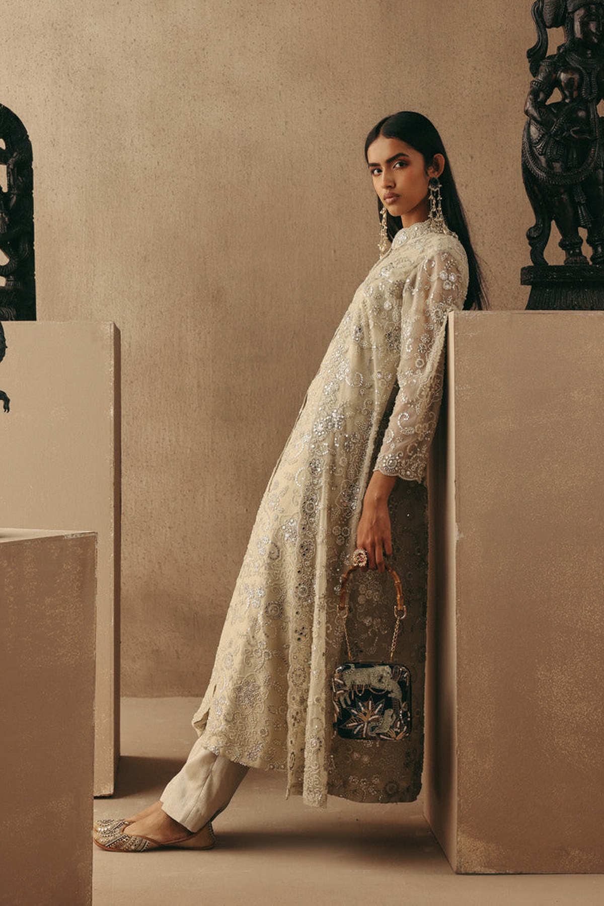 Brocade Cigarette Pants