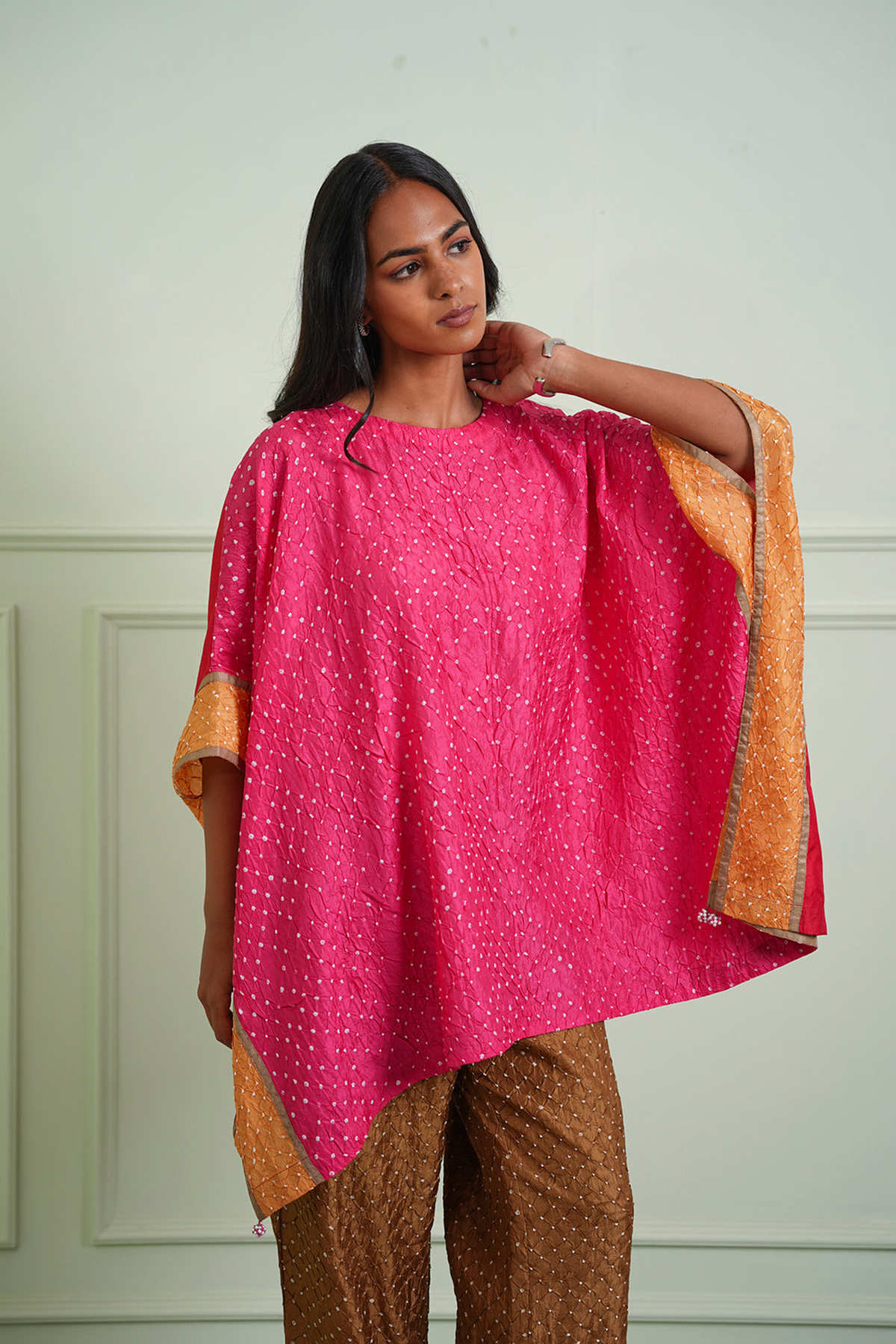 Crushed Bandhani Wide Sleeves Tunic