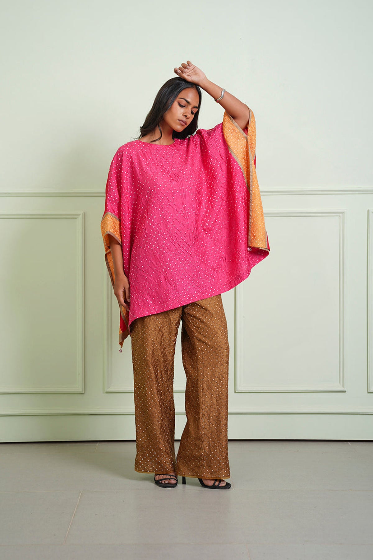 Crushed Bandhani Wide Sleeves Tunic