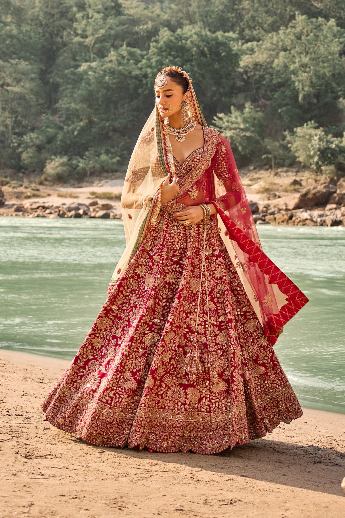 Vermillion Forest Lehenga