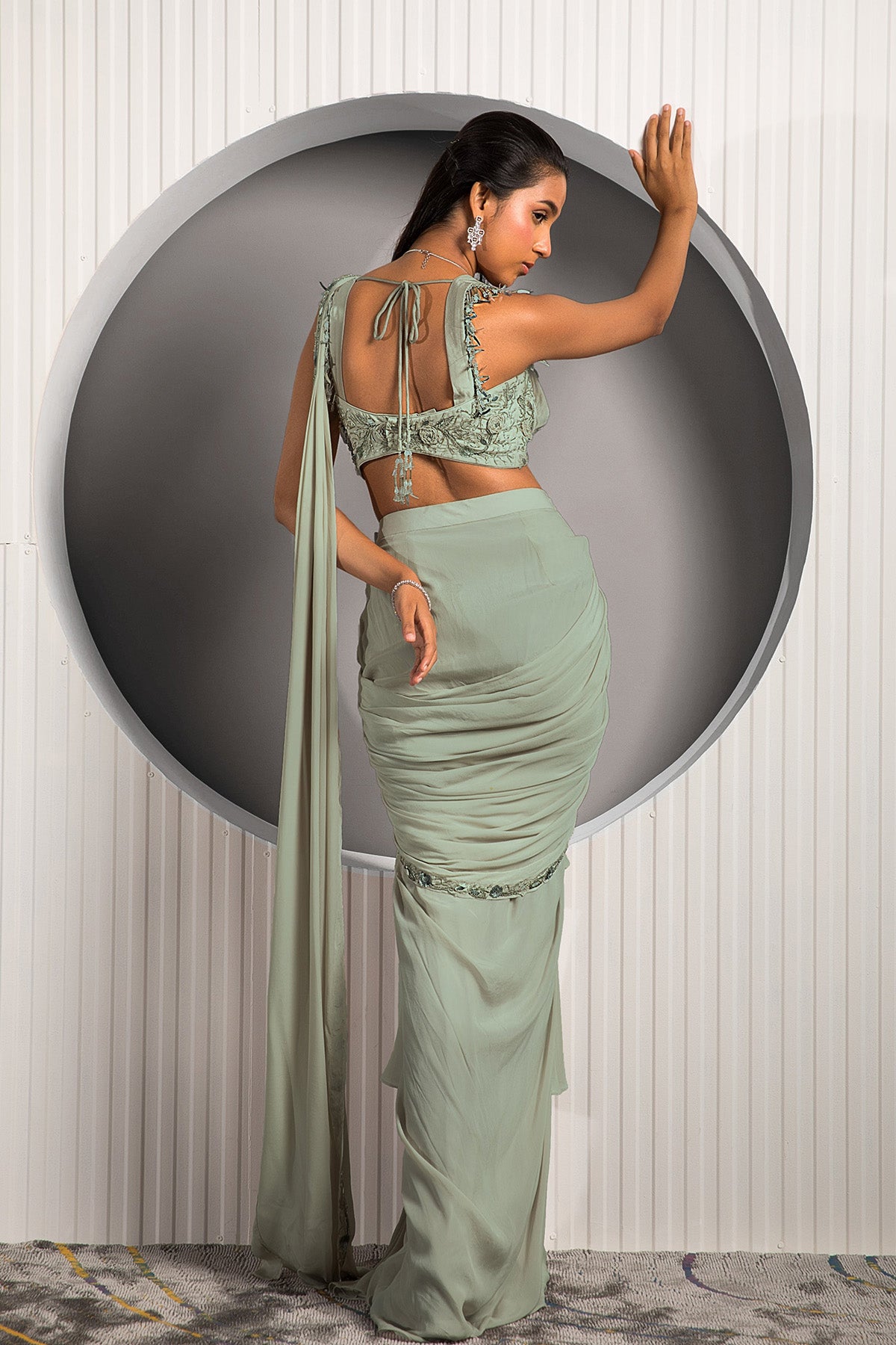Light Olive Green Saree