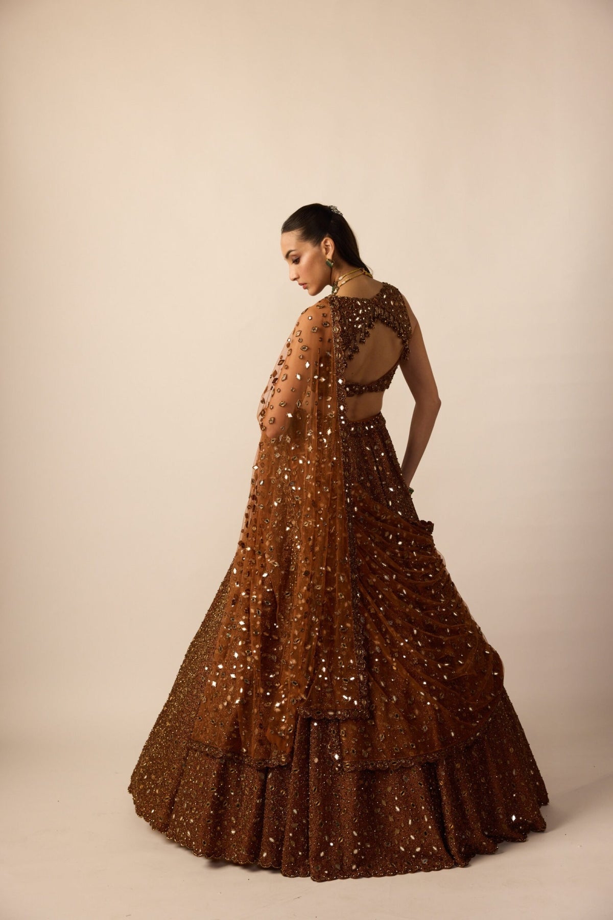 Metallic Copper Lehenga Set - Vvani