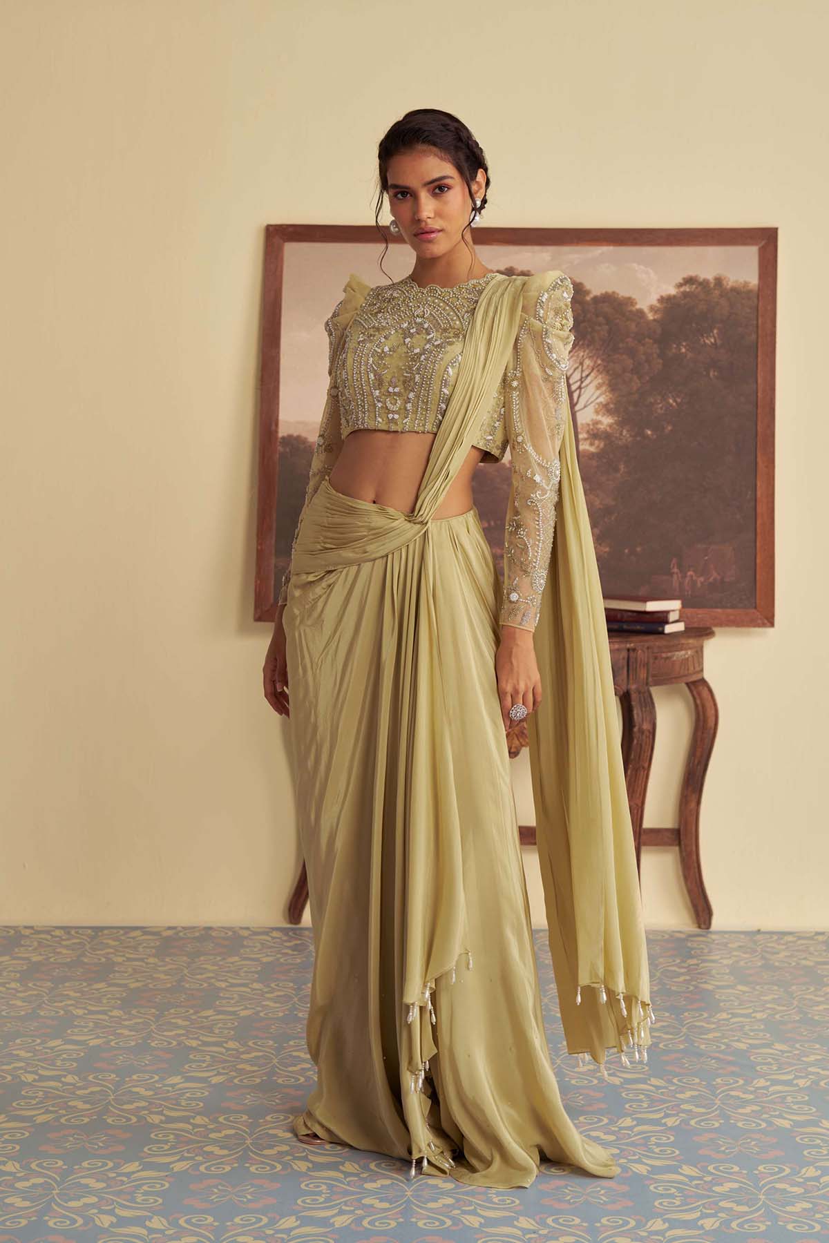 Willow whisper drape saree set