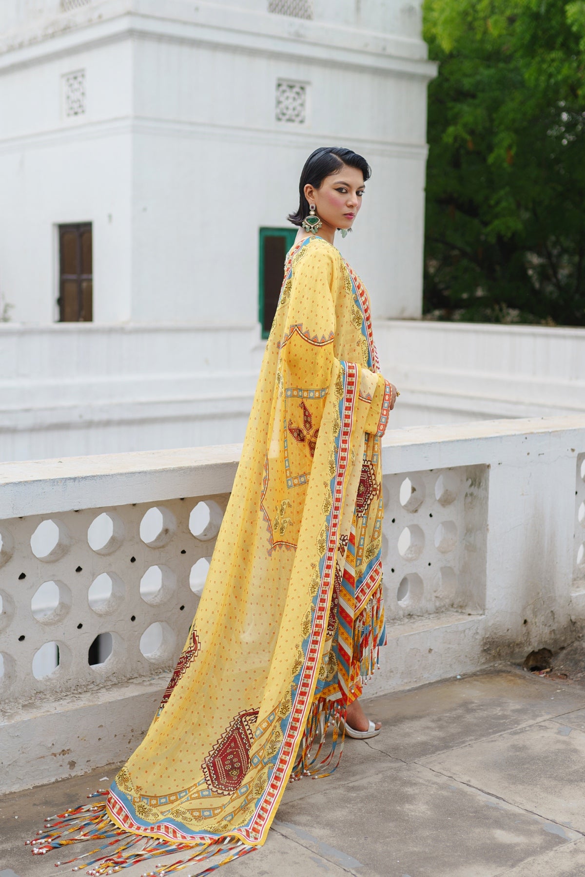 Yellow straight suit with pant set