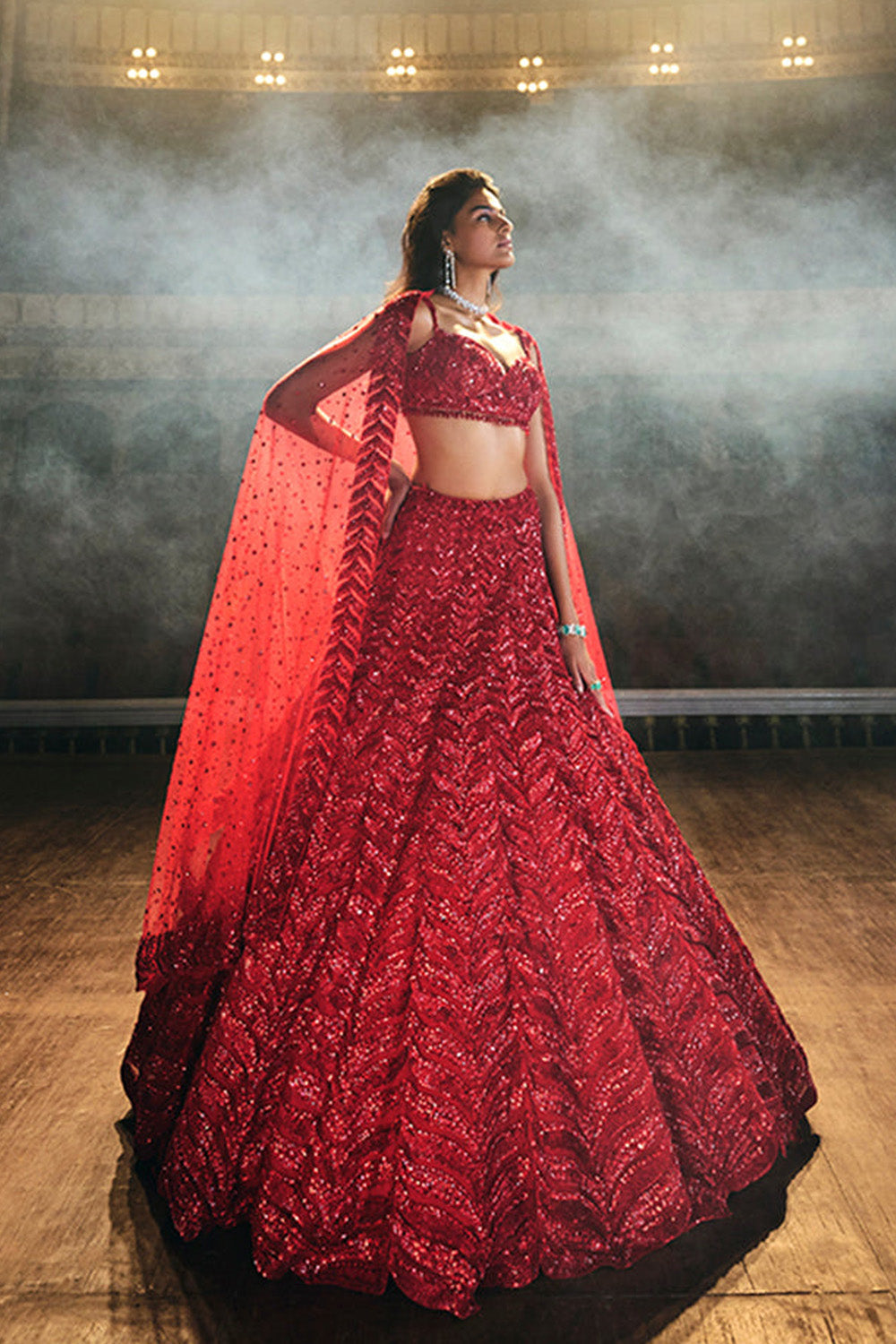 Red Leaf Lehenga Set