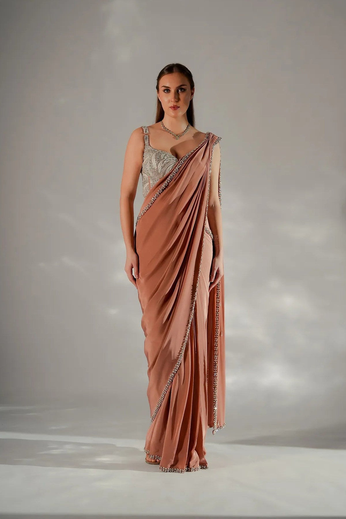 Zarina pearl drape saree - Ready To Ship