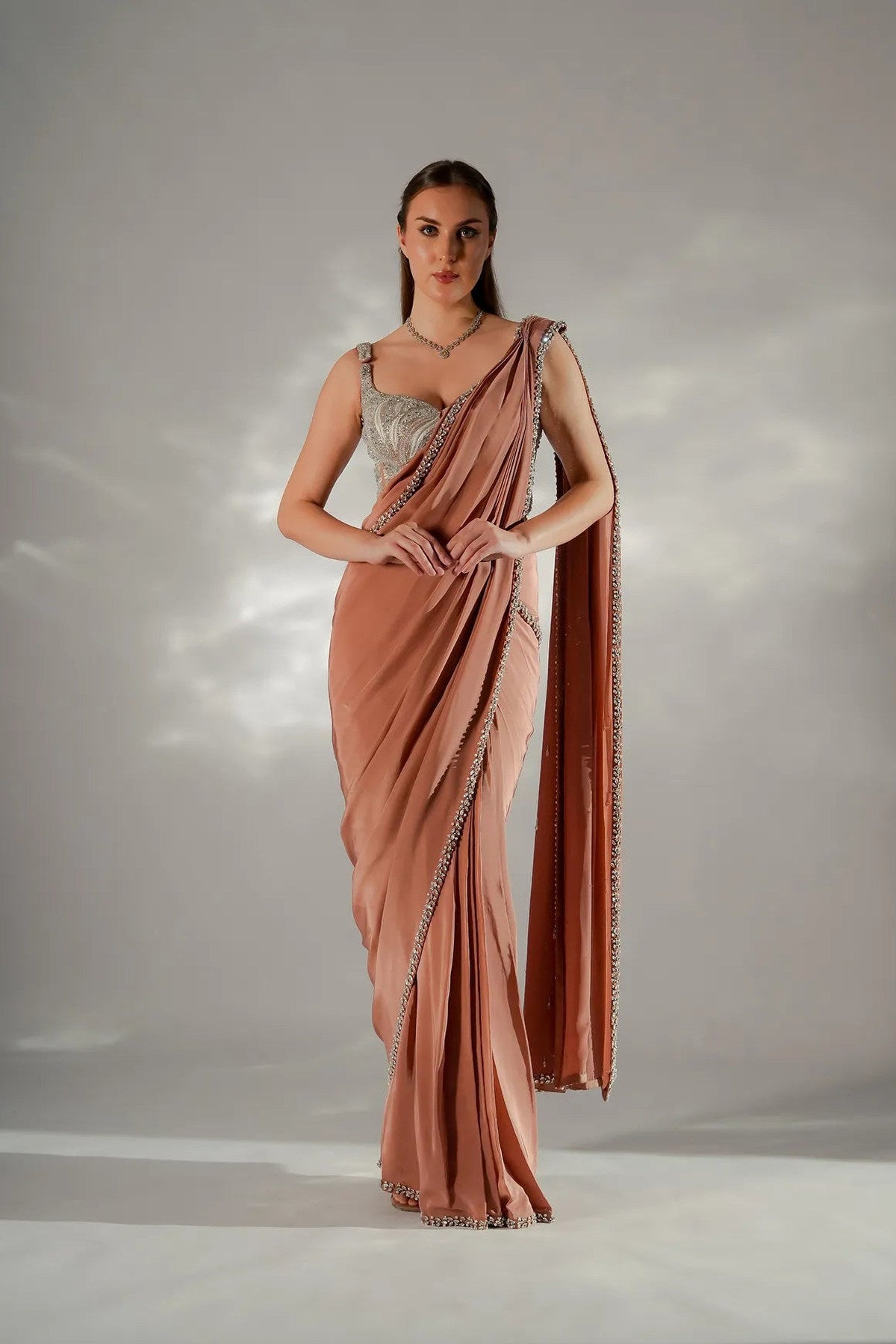 Zarina pearl drape saree - Ready To Ship