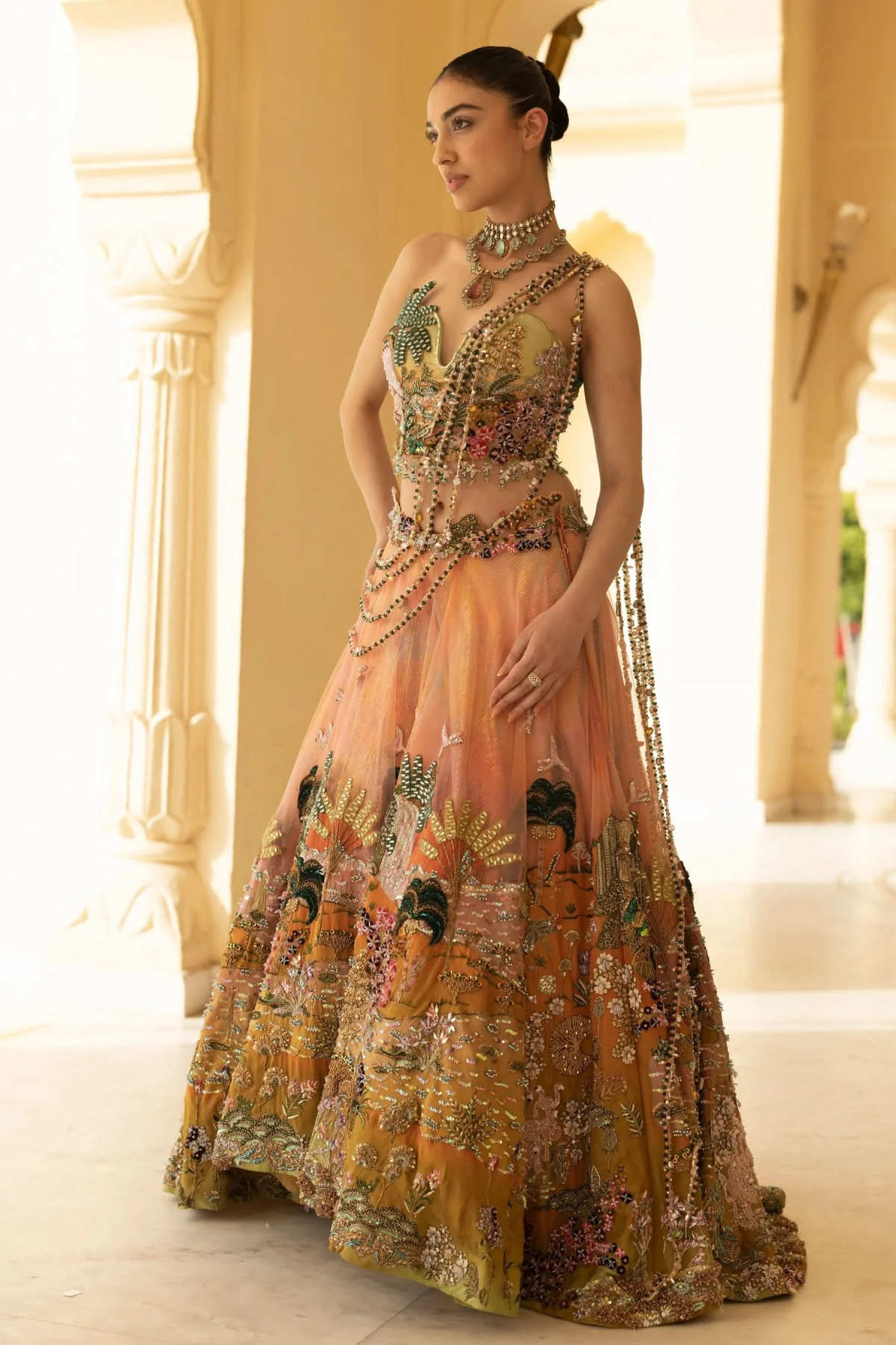 Zarmin Assymetric Lehenga
