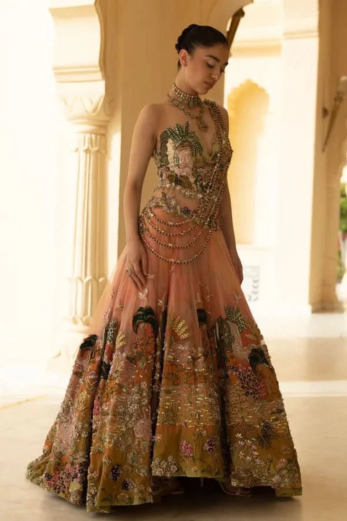 Zarmin Assymetric Lehenga