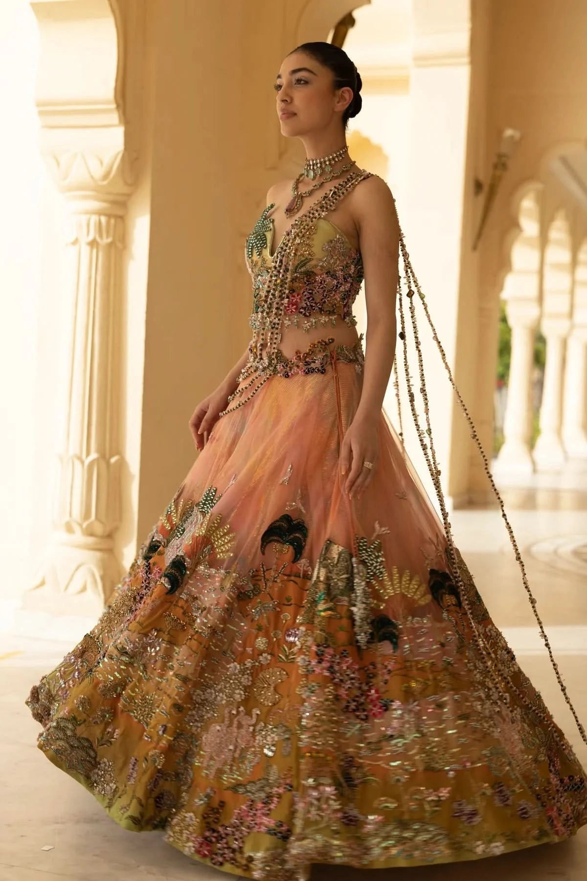 Zarmin Assymetric Lehenga